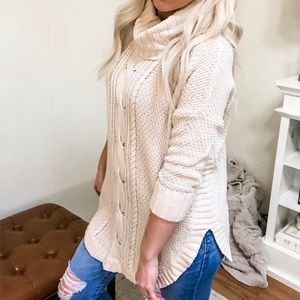 Express 3/4 Length Sleeves Turtleneck Sweater